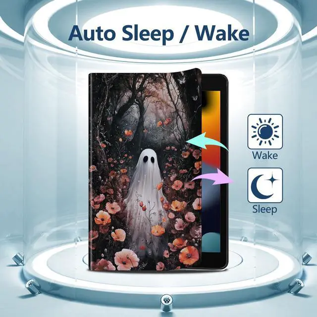 Alt view image 3 of 5 - DHYYDSQZ Case for All-New Amazon Kindle Fire HD 10 & 10 Plus Tablet (13th/11th Generation, 2023/2021 Release) 10.1" PU Leather Slim Adjustable Stand Smart Cover with Auto Sleep/Wake, Forest Ghosts