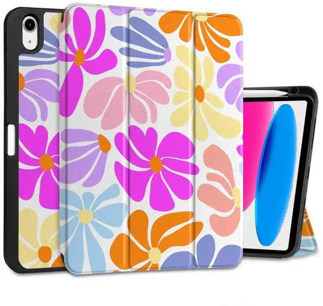 Main image of DONGKE Case for iPad 11th Generation 11 Inch 2025 (A16 Chip) & iPad 10th Generation 10.9 Inch 2022 with Pencil Holder-[Auto Wake/Sleep], Trifold Stand Soft TPU Protective Cover, Retro Flowers