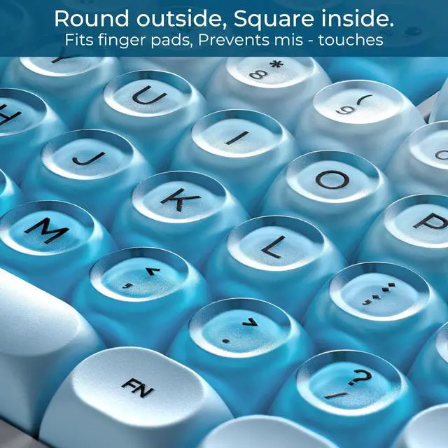 Alt view image 4 of 5 - OHY PBT Keycaps, XVX Blue Jelly HOA Profile Key Cap, 132-Key Cute Custom Keycaps (for Mechanical Keyboards with Cherry/Gateron MX Switches)-Uyuni Dreams