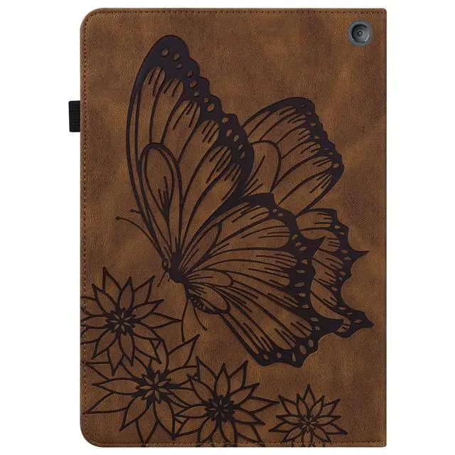 Alt view image 4 of 5 - UUcovers for Amazon 10.1" Kindle Fire HD 10 Case (Only Compatible with 11th Generation, 2021) & Fire HD 10 Plus with Pencil Holder/Card Pocket/Folio Stand/PU Leather Cover, Brown Butterfly Flower
