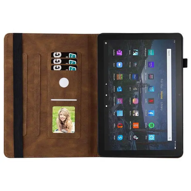 Alt view image 5 of 5 - UUcovers for Amazon 10.1" Kindle Fire HD 10 Case (Only Compatible with 11th Generation, 2021) & Fire HD 10 Plus with Pencil Holder/Card Pocket/Folio Stand/PU Leather Cover, Brown Butterfly Flower