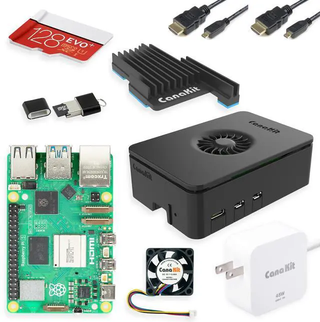 Main image of CanaKit Raspberry Pi 5 Starter Kit PRO - Turbine Black (128GB Edition) (4GB RAM)