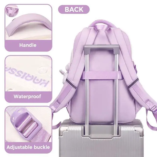 Alt view image 5 of 5 - Womens Girls Backpack for School Cute Aesthetic Large Laptop Backpack Kawaii Preppy Teen Kids Bookbag Travel Daypack (Pink,S)