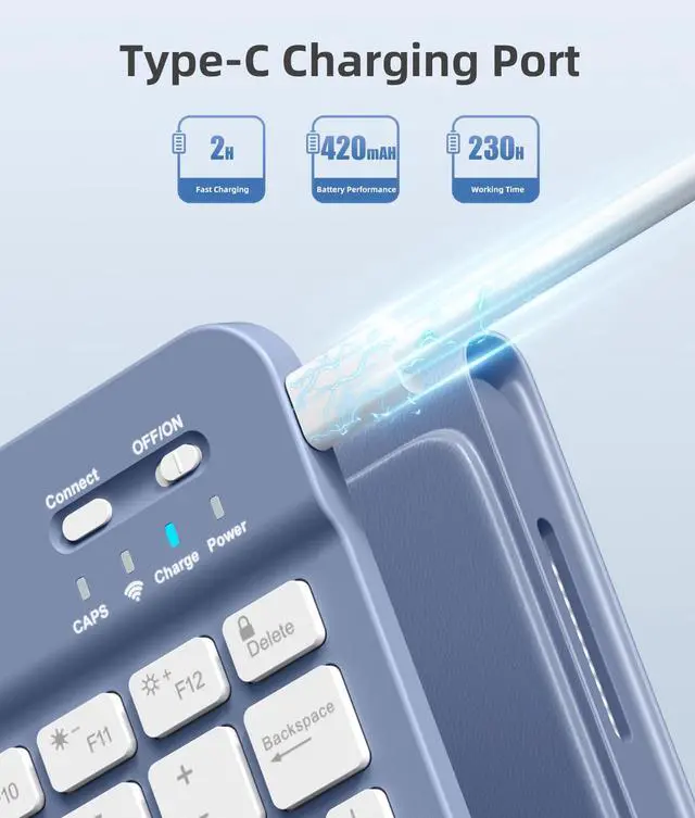 Alt view image 4 of 5 - Akkerds for iPad A16 Case with Keyboard - 7 Colors Backlit Keyboard for iPad 10th Generation/iPad Air 11 Inch - Wireless Folio Cover for iPad Air 10.9 Inch/iPad Pro 11 Inch 2022/2021/2020 (Blue)