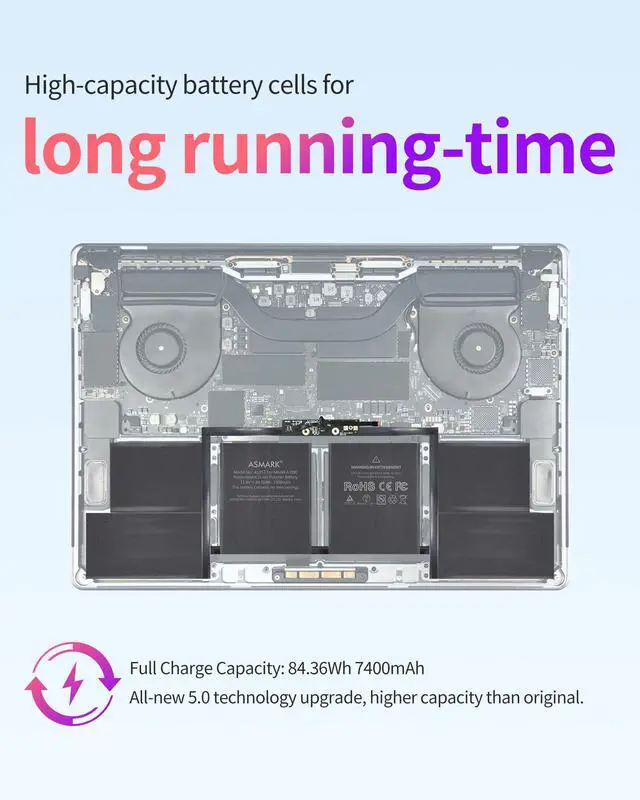 Alt view image 5 of 5 - ASMARK A1953 Battery Replacement for MacBook Pro A1990(2018, 2019) 15-inch