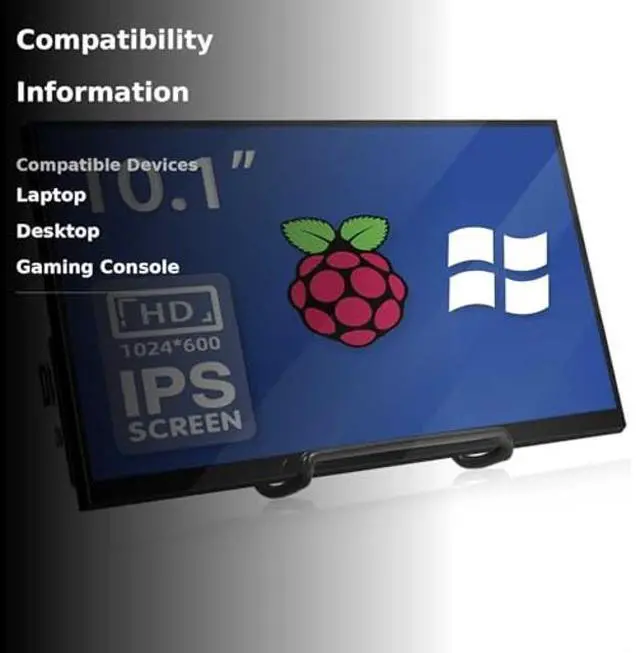 Alt view image 3 of 5 - HAMTYSAN 10.1 Inch Raspberry Pi Screen 1024x600 HDMI Monitor IPS Screen Display Secondary Monitor Extend Monitor for Raspberry Pi 5/4/3/2/Zero/B/B+ Win11/10/8/7, (Non-Touch), Driver Free