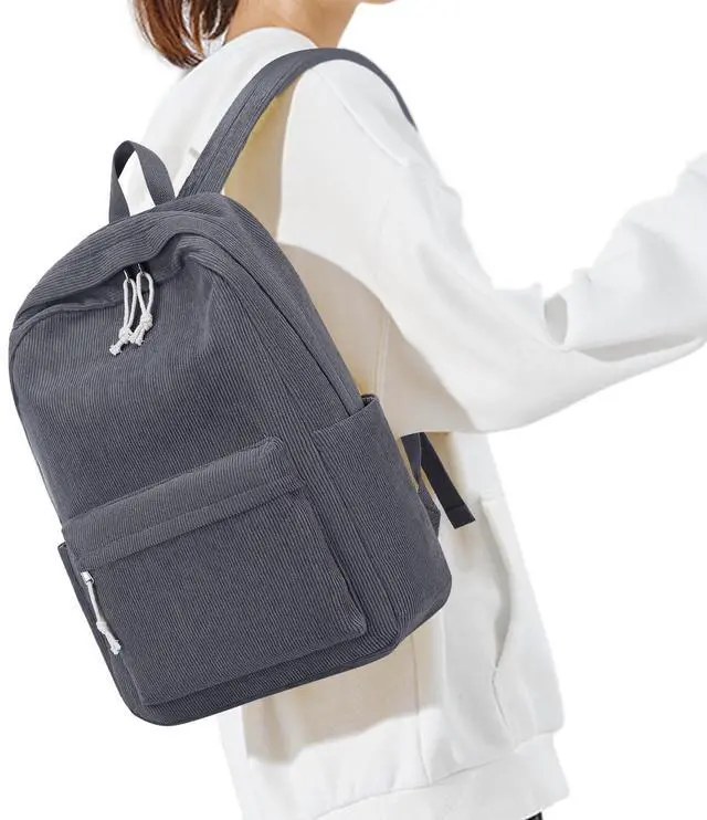 Alt view image 4 of 5 - BTOOP School Backpack for Teens Large Corduroy Bookbag Lightweight 15.6 inch Laptop Bag for Girls Women Casual High School College