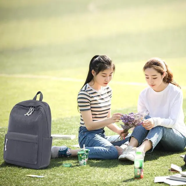 Alt view image 2 of 5 - BTOOP School Backpack for Teens Large Corduroy Bookbag Lightweight 15.6 inch Laptop Bag for Girls Women Casual High School College