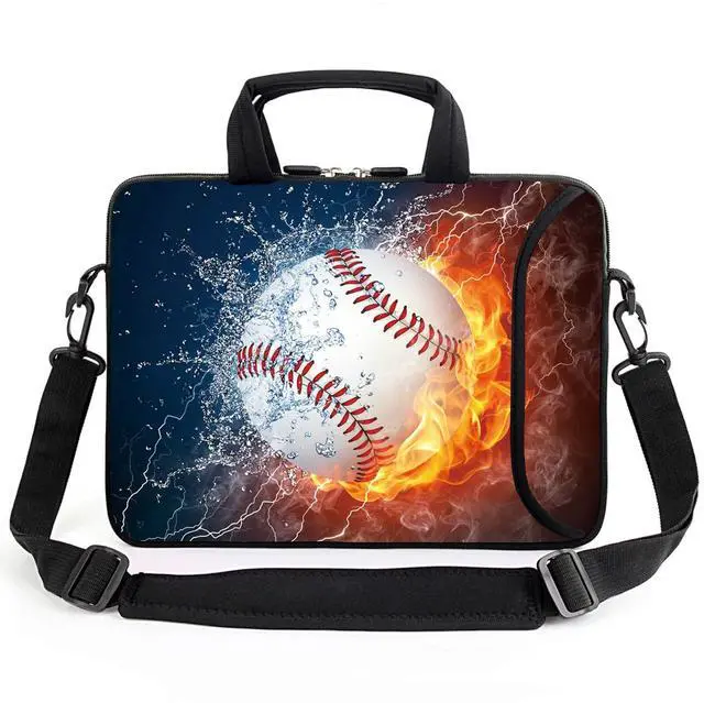 Main image of AMARY 15.4" 15.6" laptop sleeve chromebook case adjustable shoulder strap with handle accessory pocket for men women (Baseball)
