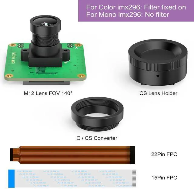 Alt view image 2 of 5 - InnoMaker GS Camera Module with IMX296 Color Sensor Support Global Shutter External Trigger 1.58MPixel up to 60fps 1456x1088 Pixels Compatible with Raspberry pi Global Shutter Camera