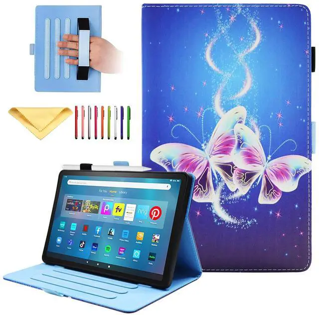 Main image of UUcovers Case for Amazon Kindle Fire Max 11 Tablet (13th Generation, 2023 Release) 11" with Pencil Holder/Hand Wrist Strap Folio Stand Magnetic Smart PU Leather Cover [Auto Sleep Wake],Blue Butterfly