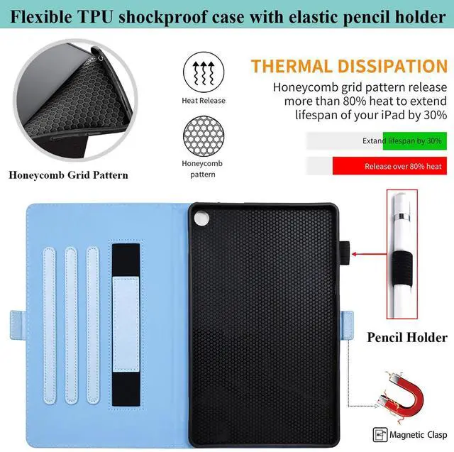 Alt view image 4 of 5 - UUcovers Case for Amazon Kindle Fire Max 11 Tablet (13th Generation, 2023 Release) 11" with Pencil Holder/Hand Wrist Strap Folio Stand Magnetic Smart PU Leather Cover [Auto Sleep Wake],Blue Butterfly