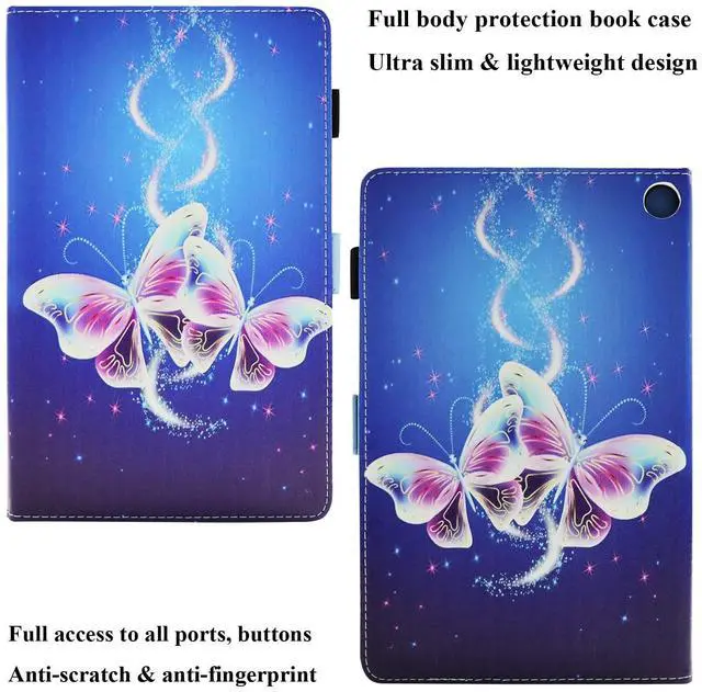 Alt view image 3 of 5 - UUcovers Case for Amazon Kindle Fire Max 11 Tablet (13th Generation, 2023 Release) 11" with Pencil Holder/Hand Wrist Strap Folio Stand Magnetic Smart PU Leather Cover [Auto Sleep Wake],Blue Butterfly