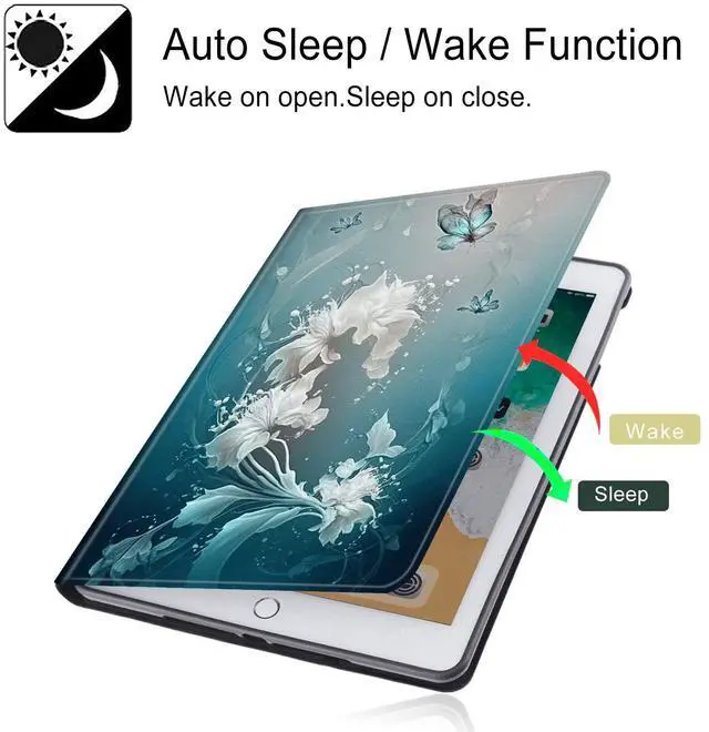 Alt view image 3 of 5 - for Galaxy Tab S7 FE 5G Case 2021 PU Leather Smart Cover with Adjustable Stand & Auto Wake/Sleep Case for Samsung Galaxy S7 FE 5G/S8 Plus/S7 Plus 12.4 inch - Blue Art Butterflies