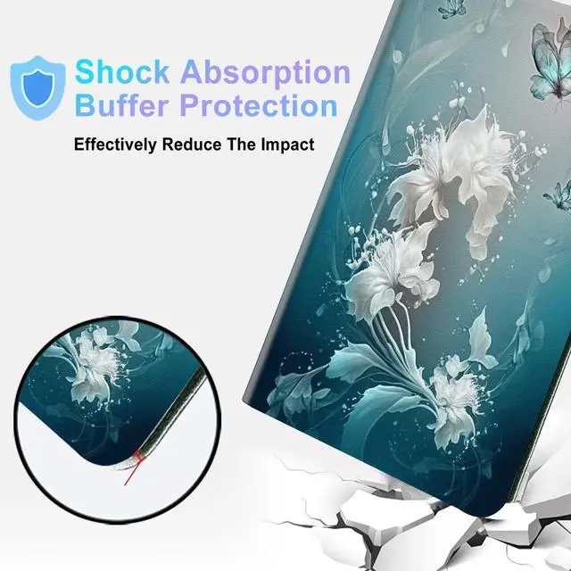 Alt view image 5 of 5 - for Galaxy Tab S7 FE 5G Case 2021 PU Leather Smart Cover with Adjustable Stand & Auto Wake/Sleep Case for Samsung Galaxy S7 FE 5G/S8 Plus/S7 Plus 12.4 inch - Blue Art Butterflies