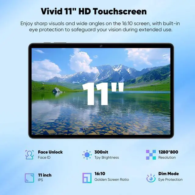 Alt view image 3 of 5 - 11 Inch Tablet with Keyboard, Android 15 Tablets, 12GB+128GB, 1TB Expand, 8000mAh Battery, 5MP+8MP Camera, Dual Band WiFi 6, IPS Touch Screen, Mouse/Stylus/Case/Charger Inside, Great Gift -Black Set