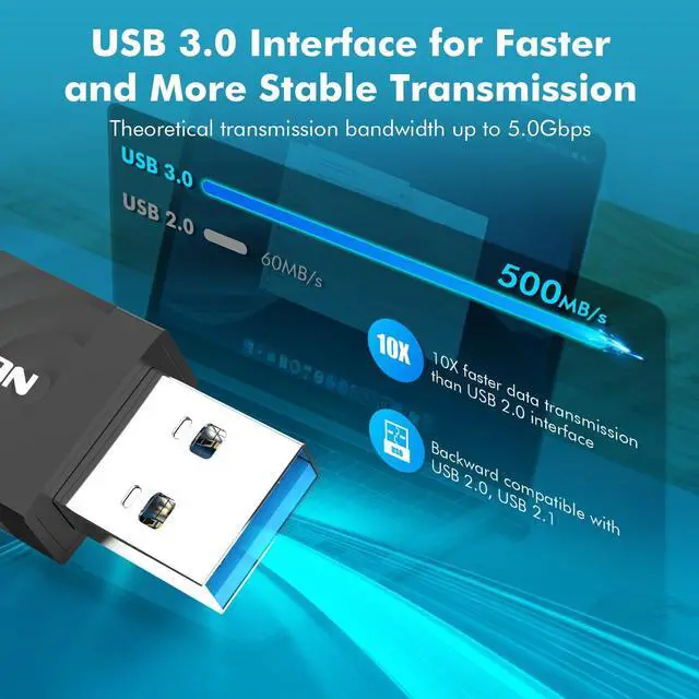 Alt view image 3 of 5 - NEWFAST AC1300 Nano USB WiFi Adapter (U323), 2.4G/5G Dual Band WiFi Adapter for Desktop PC, MU-MIMO WiFi Dongle, USB 3.0, Supports Windows 11/10/8.1/8/7/XP, Mac OS 10.9-10.15