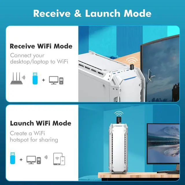 Alt view image 5 of 5 - NEWFAST AC1300 Nano USB WiFi Adapter (U323), 2.4G/5G Dual Band WiFi Adapter for Desktop PC, MU-MIMO WiFi Dongle, USB 3.0, Supports Windows 11/10/8.1/8/7/XP, Mac OS 10.9-10.15