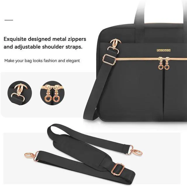 Alt view image 2 of 5 - Ferkurn Laptop Bag Case 17 17.3 Inch Women Men Computer Bag Compatible with HP Envy Pavilion Omen/LG Gram/MSI/Dell XPS/Thinkpad/TUF Vivobook/Acer, Shoulder Strap Messenger Briefcase, Black