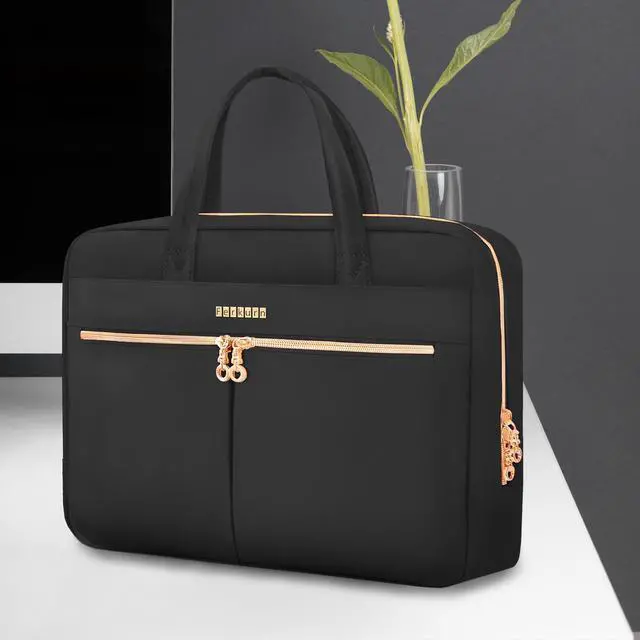 Alt view image 3 of 5 - Ferkurn Laptop Bag Case 17 17.3 Inch Women Men Computer Bag Compatible with HP Envy Pavilion Omen/LG Gram/MSI/Dell XPS/Thinkpad/TUF Vivobook/Acer, Shoulder Strap Messenger Briefcase, Black