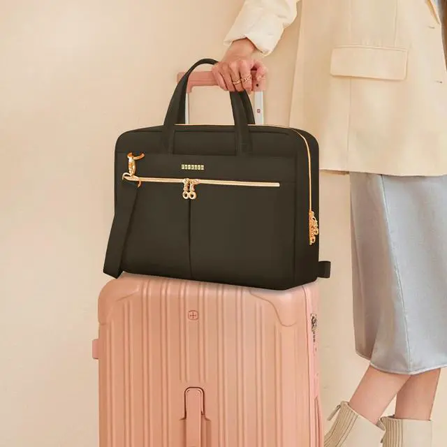 Alt view image 4 of 5 - Ferkurn Laptop Bag Case 17 17.3 Inch Women Men Computer Bag Compatible with HP Envy Pavilion Omen/LG Gram/MSI/Dell XPS/Thinkpad/TUF Vivobook/Acer, Shoulder Strap Messenger Briefcase, Black