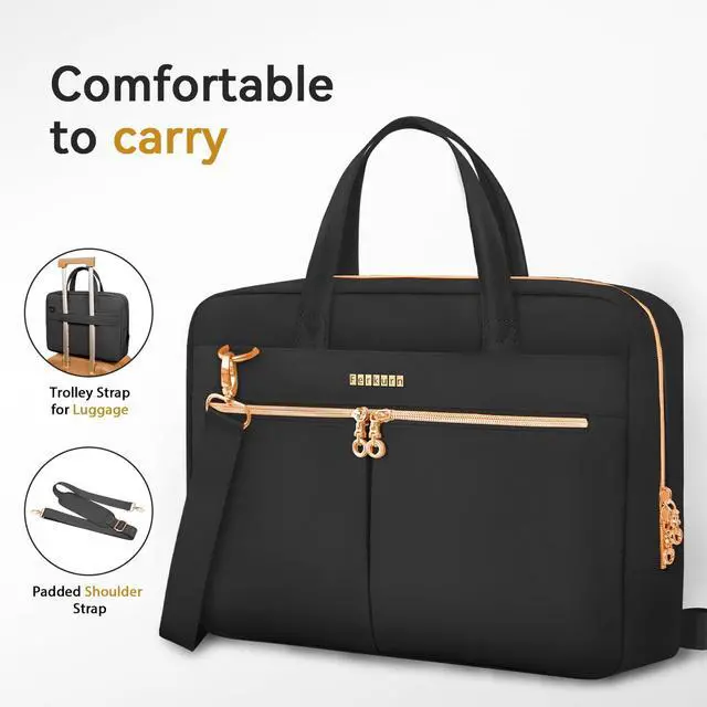 Alt view image 5 of 5 - Ferkurn Laptop Bag Case 17 17.3 Inch Women Men Computer Bag Compatible with HP Envy Pavilion Omen/LG Gram/MSI/Dell XPS/Thinkpad/TUF Vivobook/Acer, Shoulder Strap Messenger Briefcase, Black