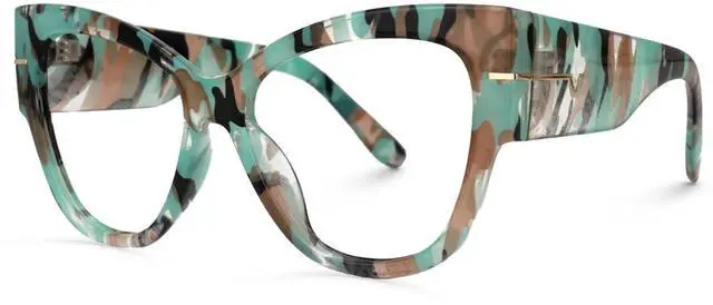 Main image of VOOGLAM Oversize Cateye Blue Light Glasses for Women Anti Eyestrain Dry Eyes Computer Phone TV Eyewear Pattern Elektra GJGP000256-08
