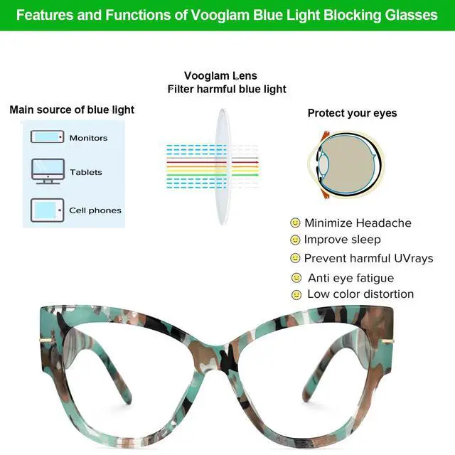 Alt view image 4 of 5 - VOOGLAM Oversize Cateye Blue Light Glasses for Women Anti Eyestrain Dry Eyes Computer Phone TV Eyewear Pattern Elektra GJGP000256-08