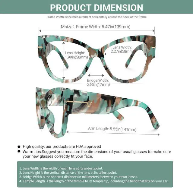 Alt view image 5 of 5 - VOOGLAM Oversize Cateye Blue Light Glasses for Women Anti Eyestrain Dry Eyes Computer Phone TV Eyewear Pattern Elektra GJGP000256-08