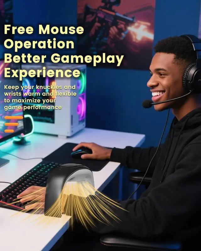 Alt view image 4 of 5 - xuenair 100W Heated Mouse Pad Hand Warmer for Office Home Indoor Desktop Use, 2025 Upgraded Desk Mouse Keyboard Hand Warmer 3 Temperature 20dB Quiet PTC Fast Heating Energy Saving Foldable - Black