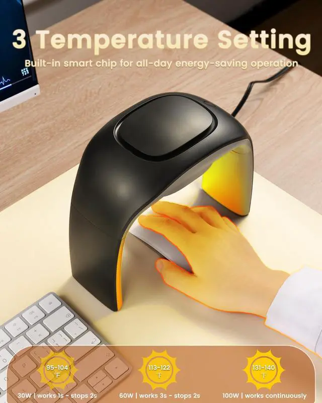 Alt view image 5 of 5 - xuenair 100W Heated Mouse Pad Hand Warmer for Office Home Indoor Desktop Use, 2025 Upgraded Desk Mouse Keyboard Hand Warmer 3 Temperature 20dB Quiet PTC Fast Heating Energy Saving Foldable - Black