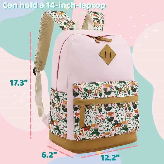 Alt view image 2 of 5 - Leaper Girls Cute Backpack for School Laptop Backpack Canvas Travel Backpack for Women Kids Backpack College Kawaii Bookbag School Bags Floral Black