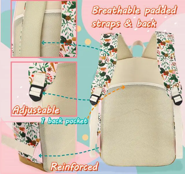 Alt view image 5 of 5 - Leaper Girls Cute Backpack for School Laptop Backpack Canvas Travel Backpack for Women Kids Backpack College Kawaii Bookbag School Bags Floral Black