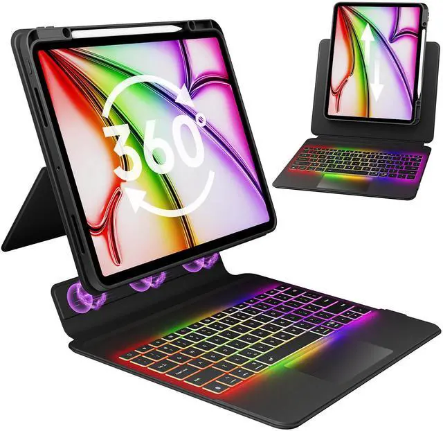 Main image of GUSGU SplitFolio Detachable for iPad 10.2-in (7th, 8th, and 9th Gen) Keyboard Case with Kickstand, 360° Rotation & Up-Down Lift Protective Case, Supports Native Gestures, Black