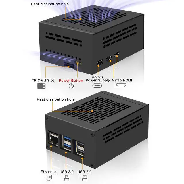 Alt view image 4 of 5 - Geekworm P579 PCIe Metal Case with Official Pi 5 Active Cooler for Raspberry Pi 5 Support X1001/X1004/X1003/X1015/X1000/M901 Top PCIe to NVMe Adapter