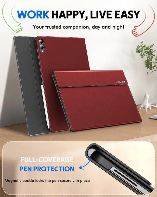 Alt view image 3 of 5 - INFILAND Case for Galaxy Tab S11 Ultra 2025 14.6 Inch, Multi-Angle Stand Cover Compatible with Samsung Tab S11 Ultra 5G SM-X936B/ SM-X930 [Auto Wake/Sleep] (Red)