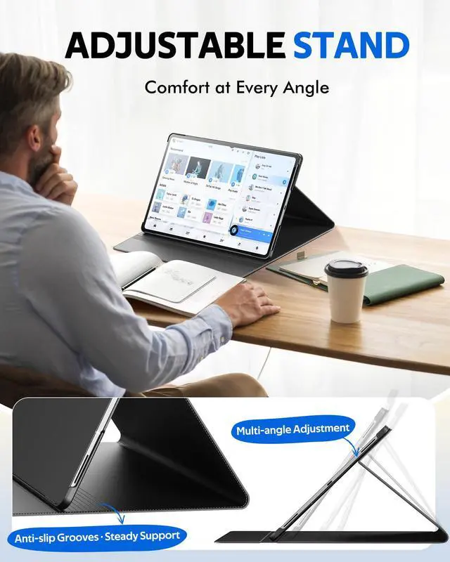 Alt view image 4 of 5 - INFILAND Case for Galaxy Tab S11 Ultra 2025 14.6 Inch, Multi-Angle Stand Cover Compatible with Samsung Tab S11 Ultra 5G SM-X936B/ SM-X930 [Auto Wake/Sleep] (Red)