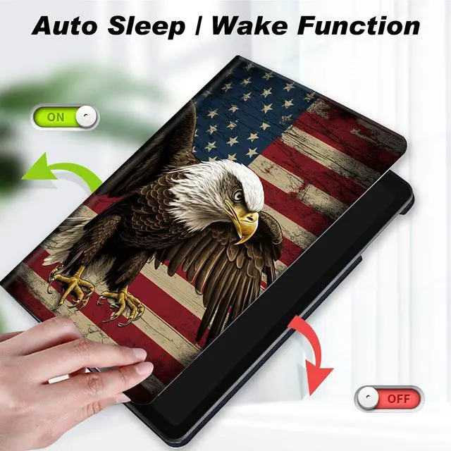 Alt view image 3 of 5 - Case for All-New Amazon Fire HD 10 Tablet (13th Generation 10.1", 2023 Release),Slim Lightweight Smart Shell Stand Cover with Auto Wake/Sleep for Fire Tablet 10 2023,American Flag Owl