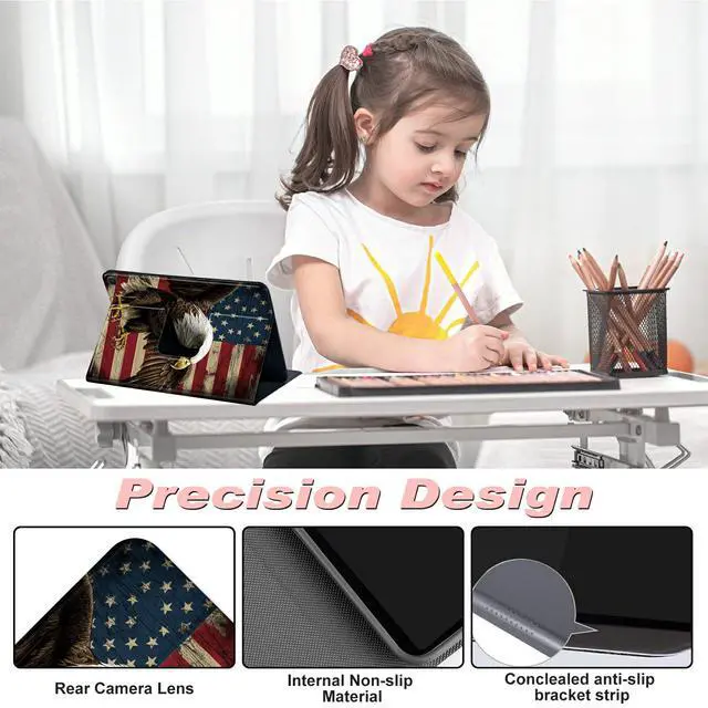 Alt view image 2 of 5 - Case for All-New Amazon Fire HD 10 Tablet (13th Generation 10.1", 2023 Release),Slim Lightweight Smart Shell Stand Cover with Auto Wake/Sleep for Fire Tablet 10 2023,American Flag Owl