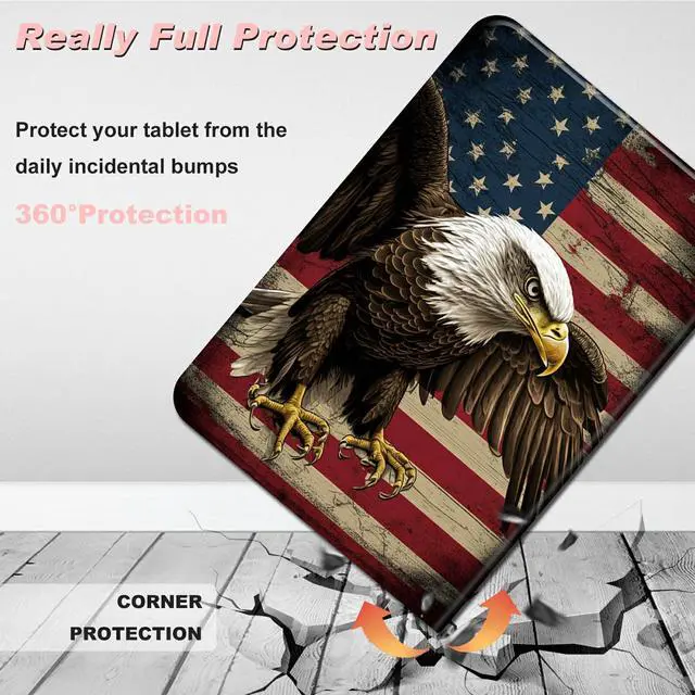 Alt view image 4 of 5 - Case for All-New Amazon Fire HD 10 Tablet (13th Generation 10.1", 2023 Release),Slim Lightweight Smart Shell Stand Cover with Auto Wake/Sleep for Fire Tablet 10 2023,American Flag Owl