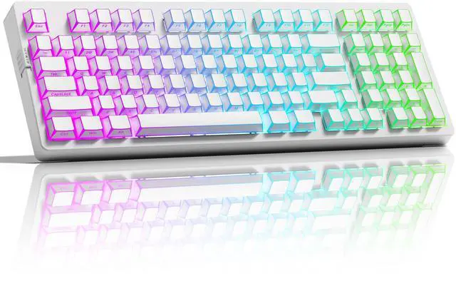 Main image of ZORNHER ZH980 Wireless Mechanical Keyboard,95% White Gaming Keyboard with Number Pad,Creamy Keyboard,Cool Five-Sided Lines & Keys Shine Though Keycaps,Creamy Sounding Linear Switches