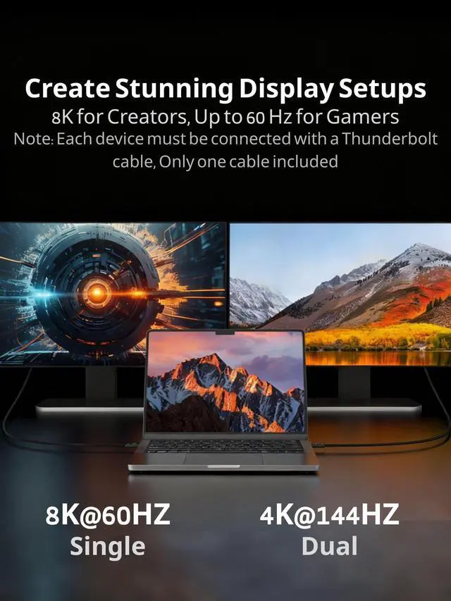 Alt view image 3 of 5 - DETBLINK The Upgraded 40 Gbps USB 4 Cable for Thunderbolt 4 Cable, 3.3FT USB-C to USB C Cable240W Fast Charging, 8K Video and 3.3ft Compatible with MacBook Pro/Air, iPad Pro, iPhone 16/17