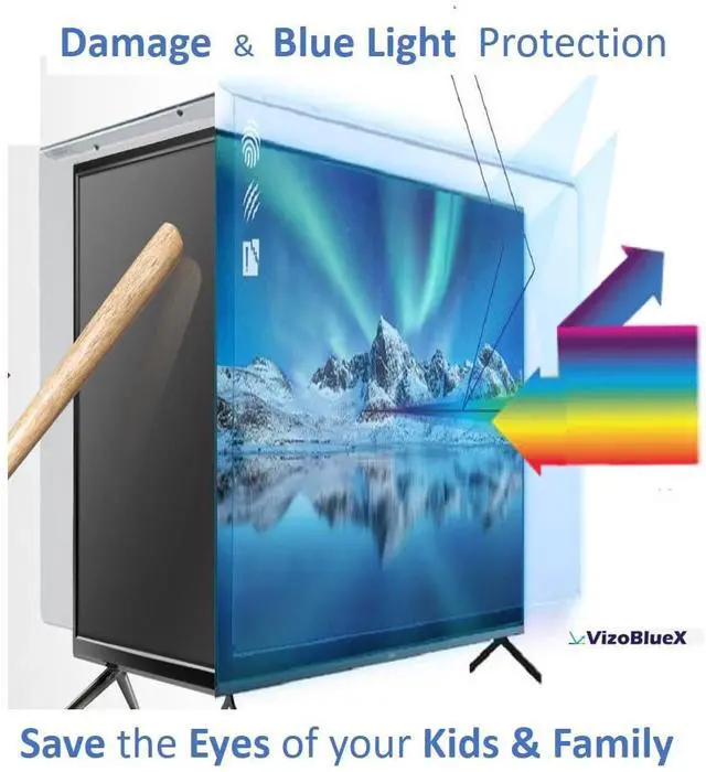 Alt view image 2 of 5 - 77 inch Blue Light and Damage TV Screen Protector. Protection Shield & Anti-Blue Light Filter Blocking UV for LCD LED 4K OLED QLED (67.7 x 39.2 inch)