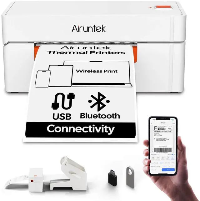 Main image of AIRUNTEK Wireless Bluetooth Thermal Label Printer A81pro, 4x6 Shipping Label Maker, 203dpi, Highspeed 150mm/s, Works with Phone App, Windows & Mac, Ink-Free Printing for Home Office & Small Business