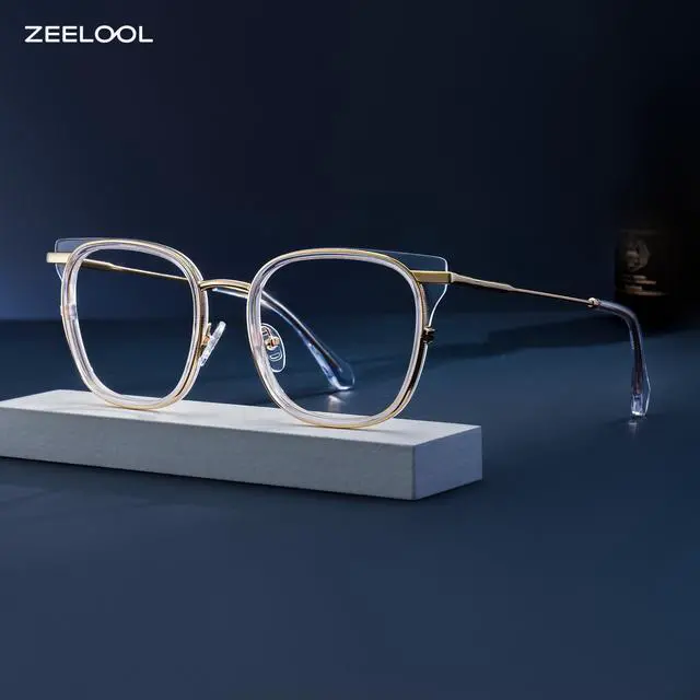 Alt view image 3 of 5 - Zeelool Square Blue Light Blocking Glasses for Women, Crystal Gold Glasses Computer Eyeglasses with Anti UV, Eyestrain and Glare Lens ZJGX922152-02B