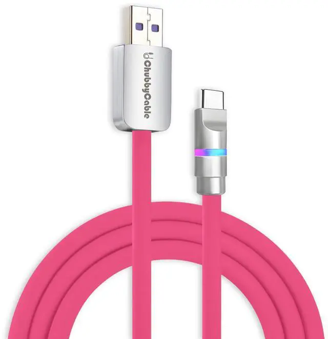 Main image of chubbycable Neon Chubby - Fast Charge Cable with Smart Light RGB Color Gradual Light Up 100W Charging Cord LED USB C Cable Compatible with iPhone 17-15 Series, Rose Red, USB-A to Type-C, 0.32 FT