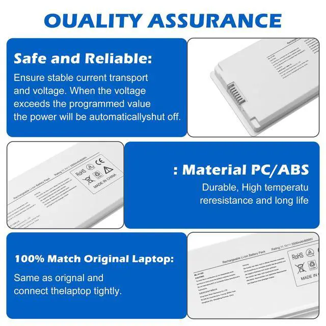 Alt view image 5 of 5 - New 60Wh A1185 Laptop Battery for Apple MacBook 13"A1181 MA561 MA561FE/A MA561G/A MA561J/A MA254 MA255 MB402 MA566 MA699 MA700 MB061 MB062 MB402 (Mid/Late 2006 2007 ) Early/Late 2008, Early/Mid 2009