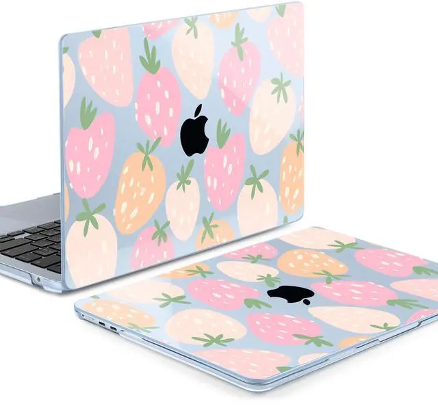 Alt view image 3 of 5 - MEEgoodo for M4/M3/M2 MacBook Air 15.3 inch Case 2025 2024 2023, Case Fit Model (A3241/A3114/A2941) for MacBook Air 15 inch, Laptop Hard Shell with Keyboard Cover, Cute Drawn Strawberries