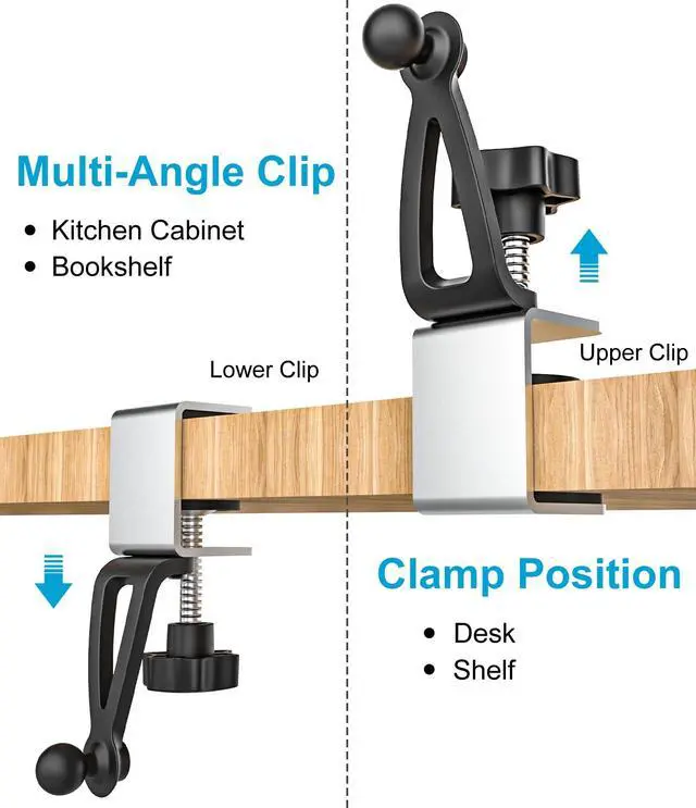 Alt view image 3 of 5 - GDZN Kitchen Cabinet Tablet Holder, [C-Shaped Metal Clamp] Under Cabinet Tablet Mount with 360° Rotation for iPad Pro 11 12.9 Air Mini, Galaxy Tabs, Z Fold, Fire, E-Reader, Switch, 4-13" Devices