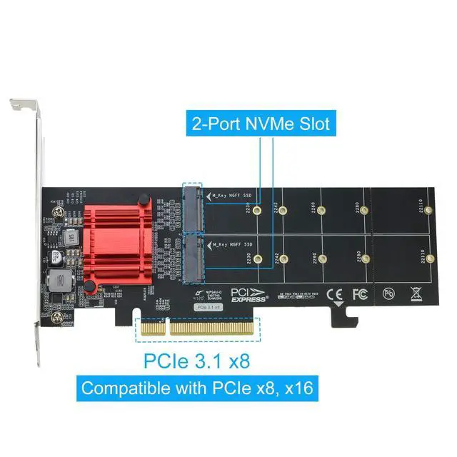 Alt view image 3 of 5 - RIITOP Dual NVMe PCIe Adapter + Dual NVME Cloner Docking Station